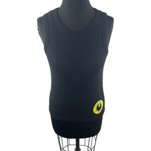 Eight Ball Clothing Black Tank Top Knit Rib Stretch Crew Neck Pullover Classic S